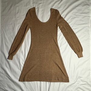 American Eagle Outfitters Brown Knit Dress with Bishop Sleeves